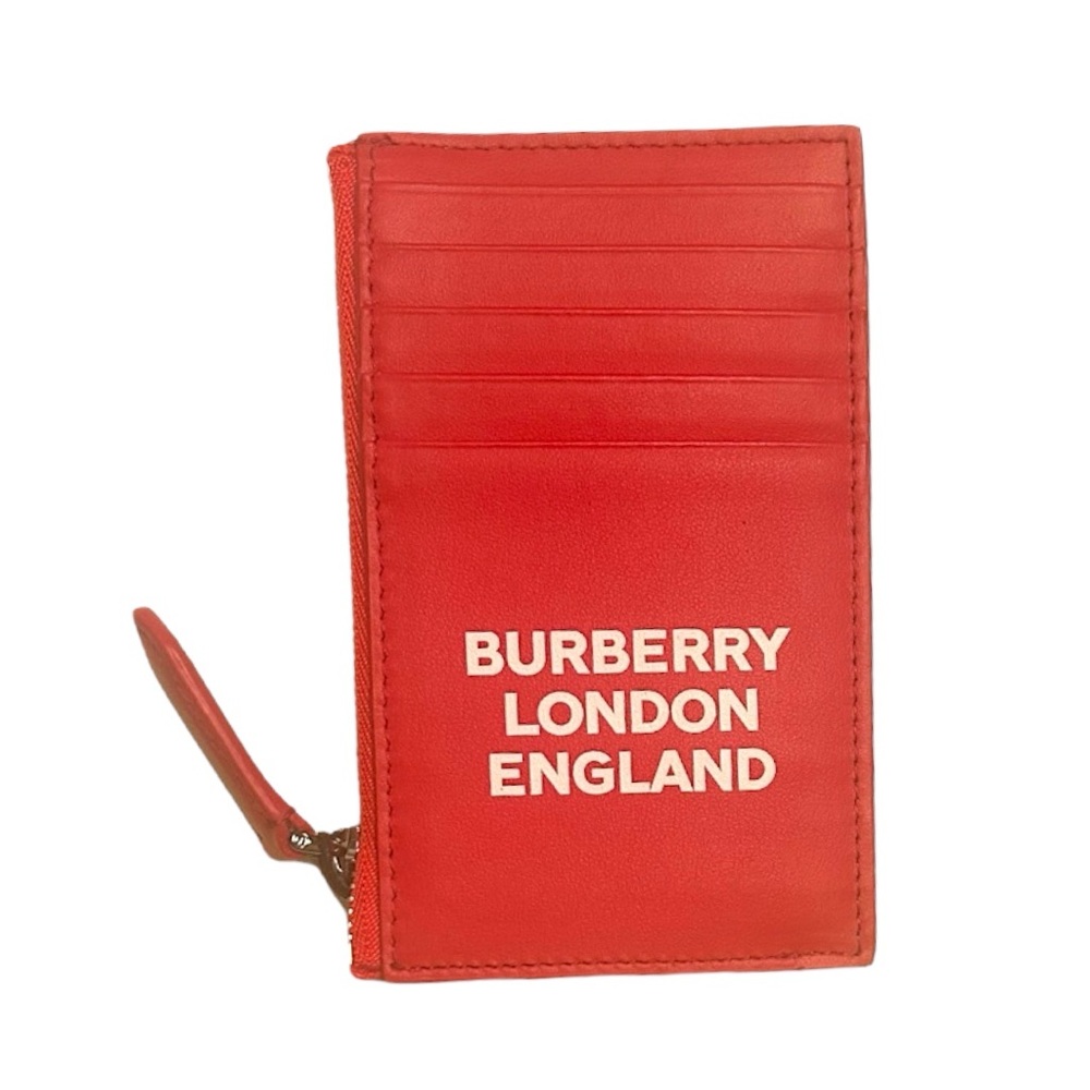 Burberry NWT Red Leather Logo Card Holder